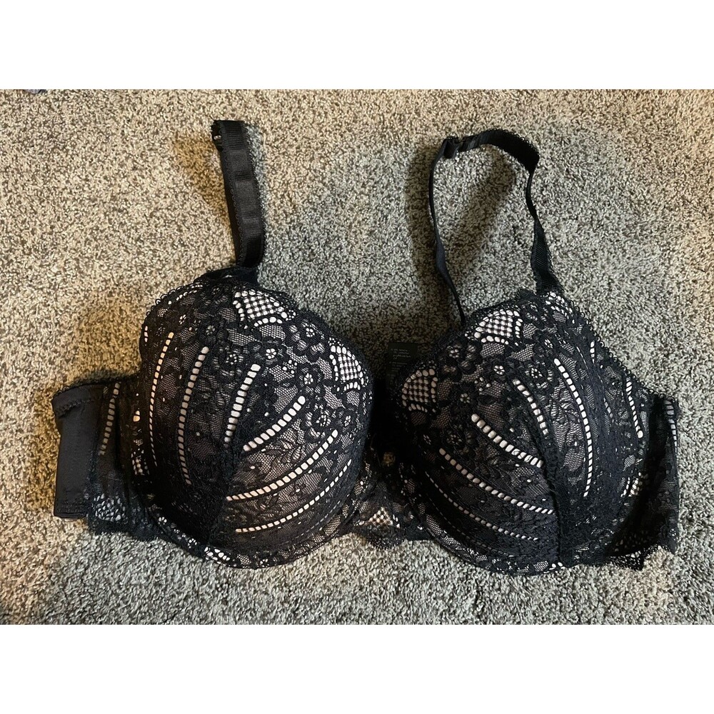 Dorina Black Lightly Padded Lace Overlay Bra Size 42C